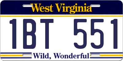 WV license plate 1BT551
