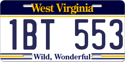 WV license plate 1BT553