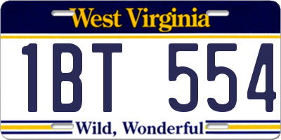 WV license plate 1BT554