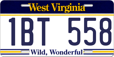 WV license plate 1BT558