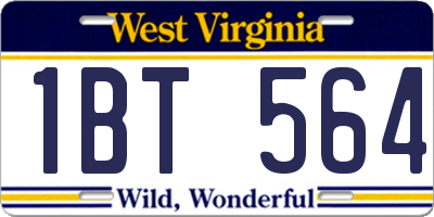 WV license plate 1BT564