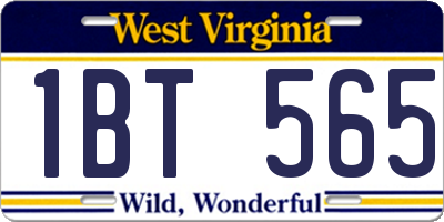 WV license plate 1BT565