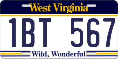 WV license plate 1BT567
