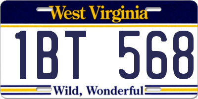 WV license plate 1BT568