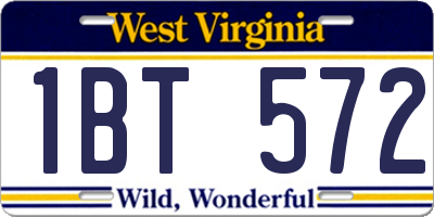 WV license plate 1BT572