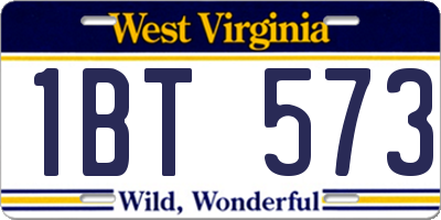 WV license plate 1BT573