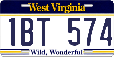 WV license plate 1BT574