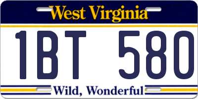 WV license plate 1BT580
