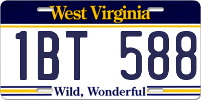 WV license plate 1BT588