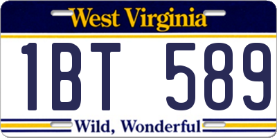 WV license plate 1BT589