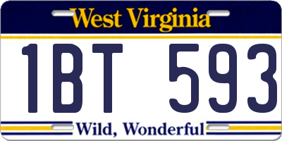 WV license plate 1BT593