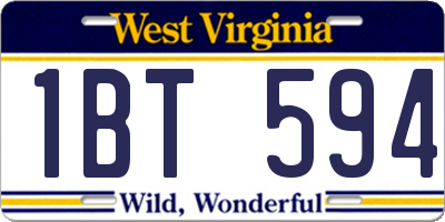 WV license plate 1BT594