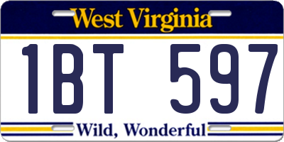 WV license plate 1BT597