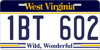 WV license plate 1BT602
