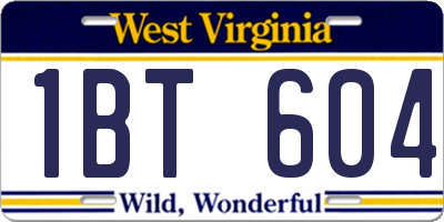 WV license plate 1BT604