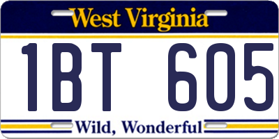 WV license plate 1BT605
