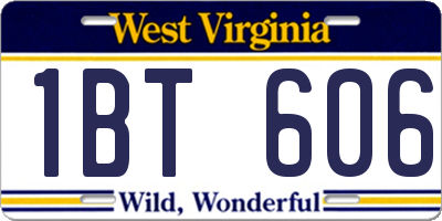 WV license plate 1BT606