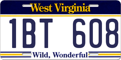 WV license plate 1BT608