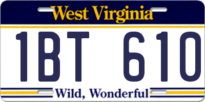 WV license plate 1BT610