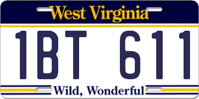WV license plate 1BT611