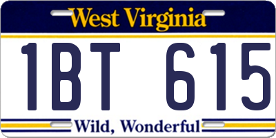 WV license plate 1BT615