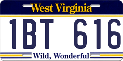 WV license plate 1BT616