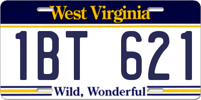WV license plate 1BT621