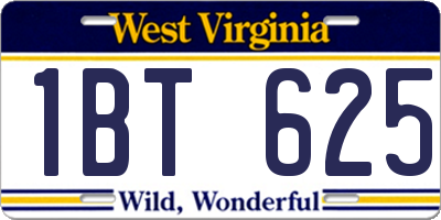 WV license plate 1BT625