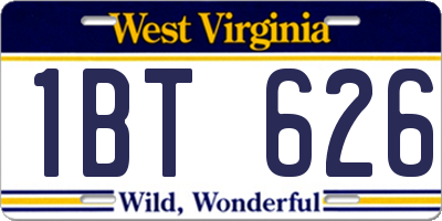 WV license plate 1BT626