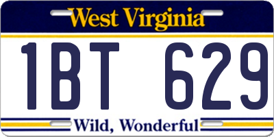 WV license plate 1BT629