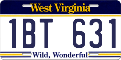 WV license plate 1BT631