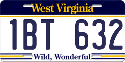 WV license plate 1BT632