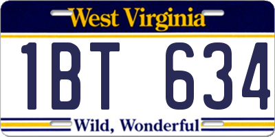 WV license plate 1BT634