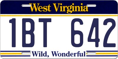 WV license plate 1BT642