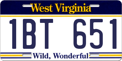 WV license plate 1BT651