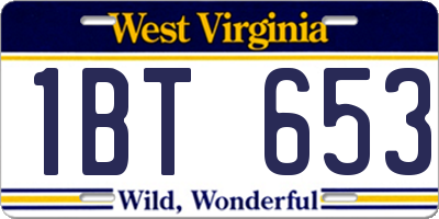 WV license plate 1BT653
