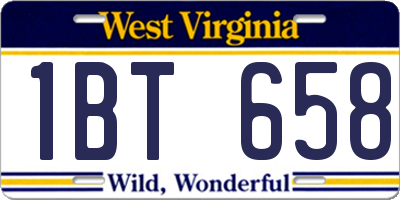 WV license plate 1BT658