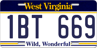 WV license plate 1BT669