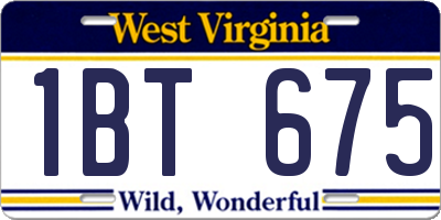 WV license plate 1BT675