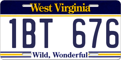WV license plate 1BT676