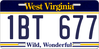 WV license plate 1BT677