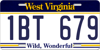 WV license plate 1BT679