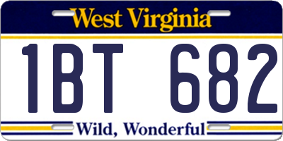 WV license plate 1BT682