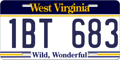 WV license plate 1BT683