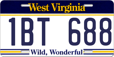 WV license plate 1BT688