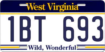 WV license plate 1BT693