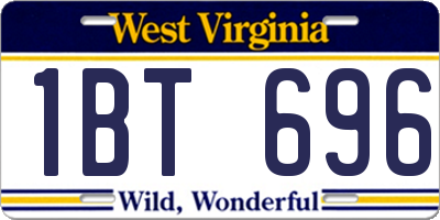 WV license plate 1BT696