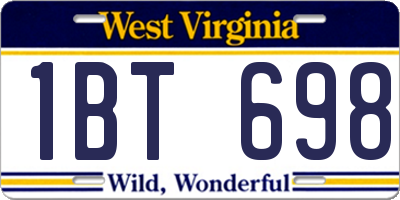 WV license plate 1BT698