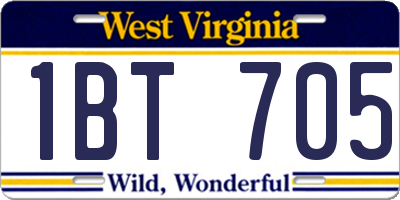 WV license plate 1BT705