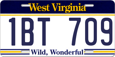 WV license plate 1BT709